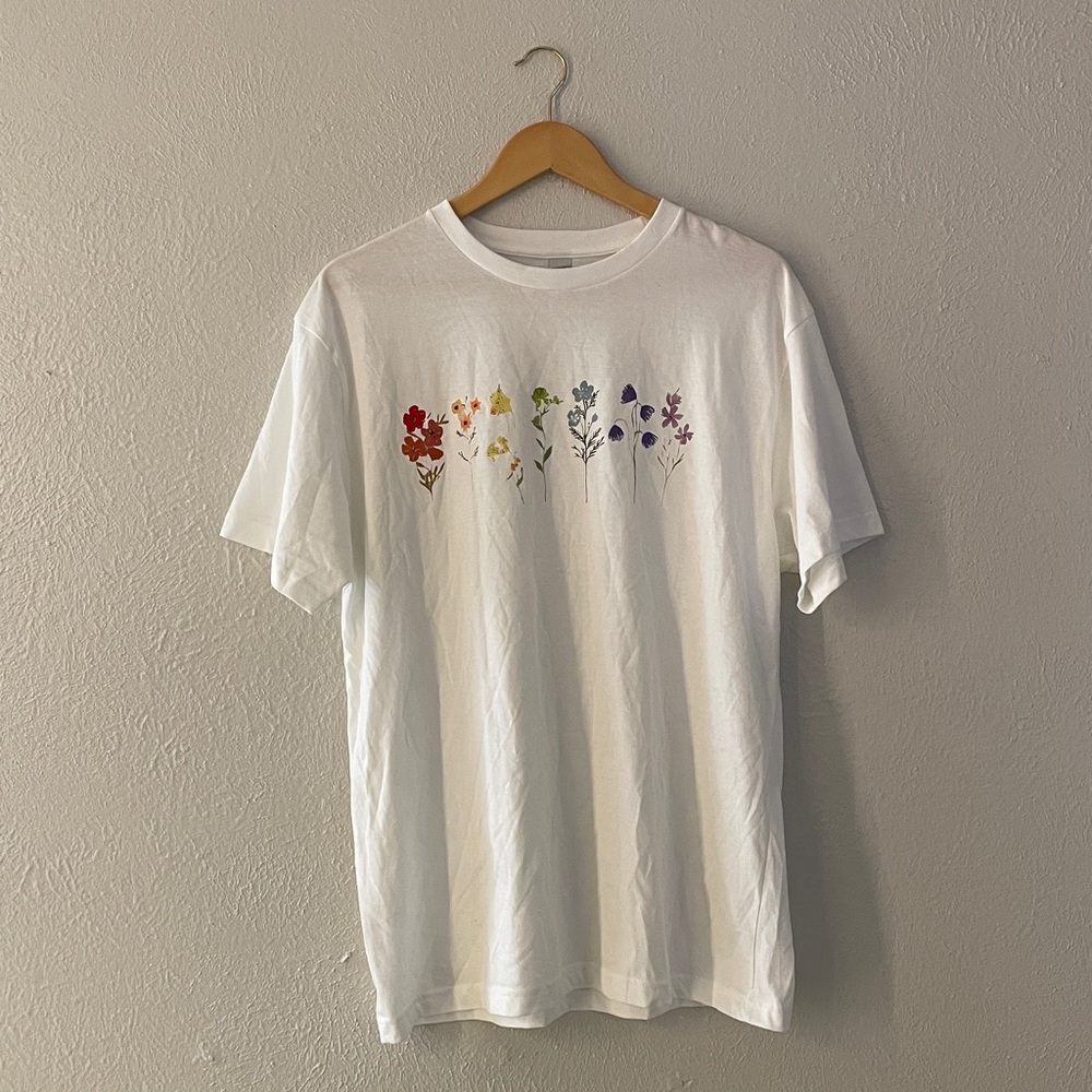ecotton Flowers T-shirt White Short Sleeve